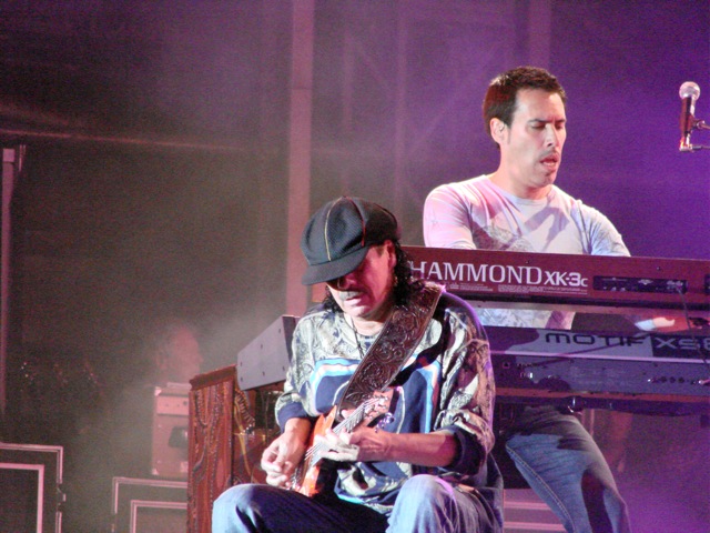 Santana #67. (left to right) Carlos Santana (g/perc/vo), (Freddie Ravel (kbd/vo) Unknown Date